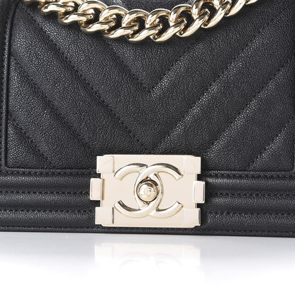 Chanel Caviar Chevron Quilted Small Boy Flap Black 9 of 10