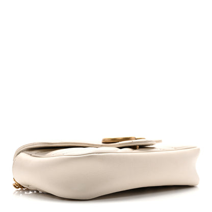 Gucci Calfskin Matelasse Super Mini GG Marmont Shoulder Bag White 4 of 10