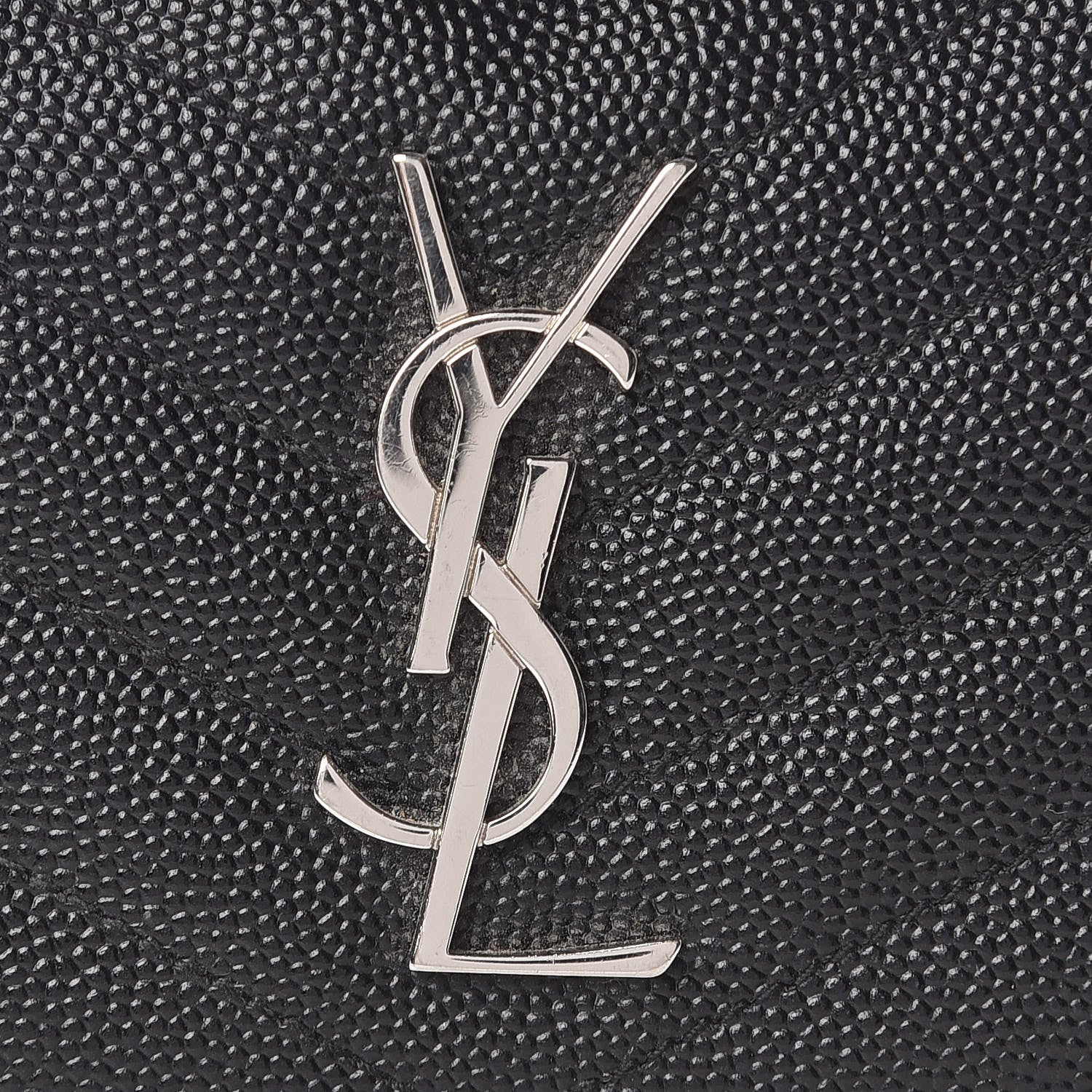 Saint Laurent Grain De Poudre Matelasse Chevron Monogram Zip Around Wallet Black 7 of 12