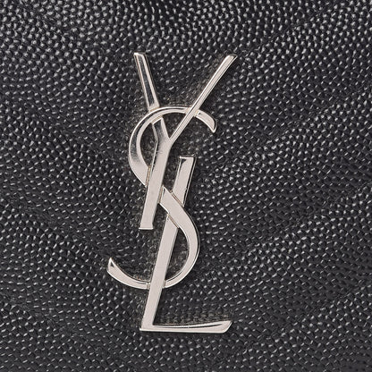 Saint Laurent Grain De Poudre Matelasse Chevron Monogram Zip Around Wallet Black 7 of 12