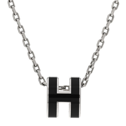Hermes Lacquered Palladium Mini Pop H Pendant Necklace Black 4 of 7