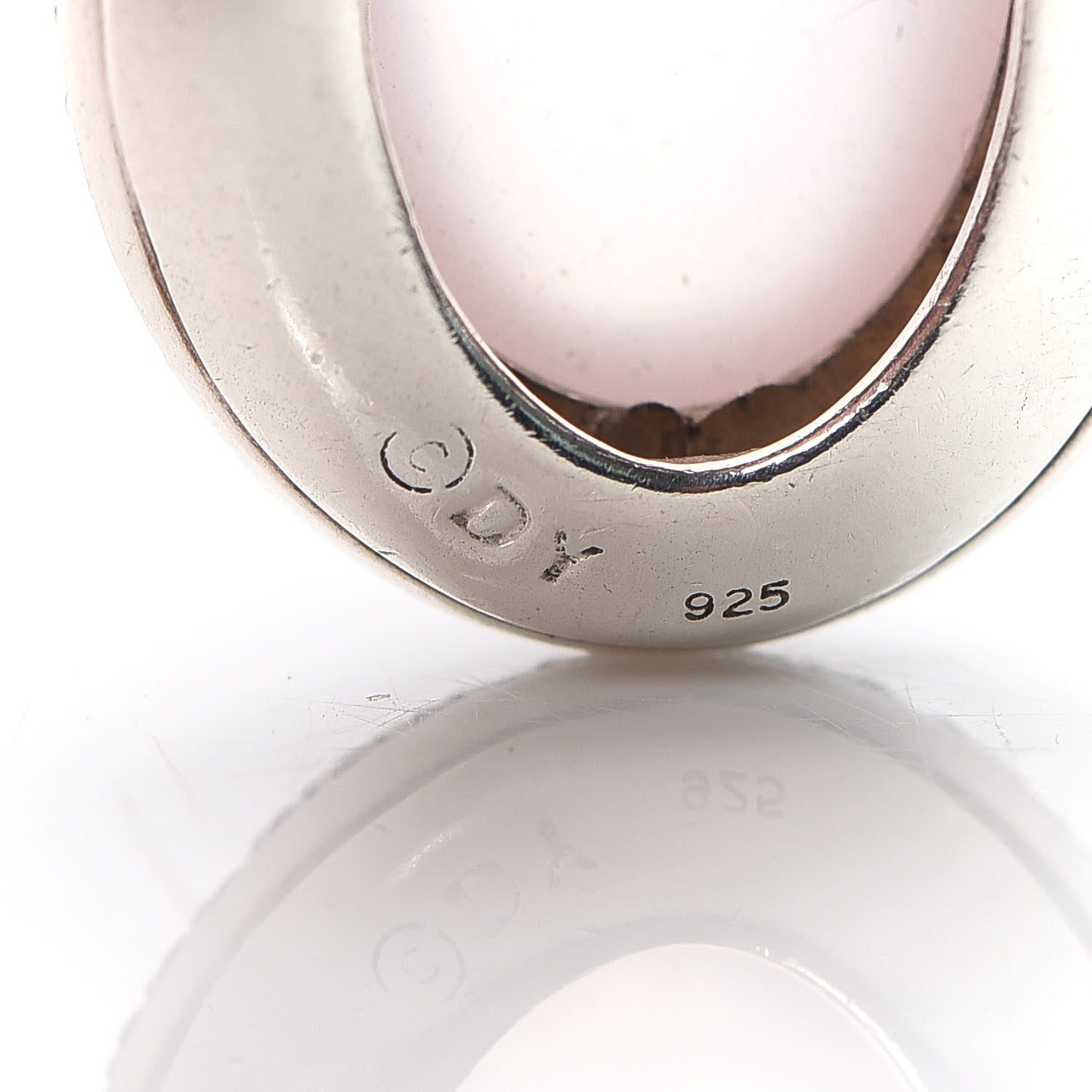 David Yurman Sterling Silver Diamond Rose Quartz Oval Pendant Enhancer 3 of 3