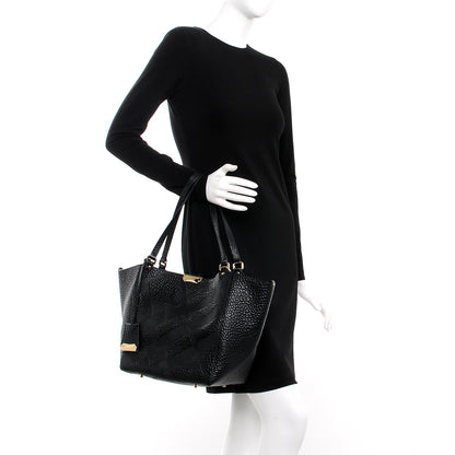 Burberry Signature Grain Calfskin Check Embossed Small Canterbury Tote Black 2 of 11