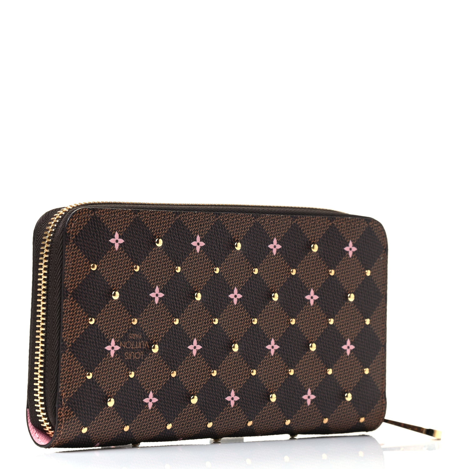 Louis Vuitton Damier Ebene Studded Zippy Wallet Rose Ballerine 2 of 4