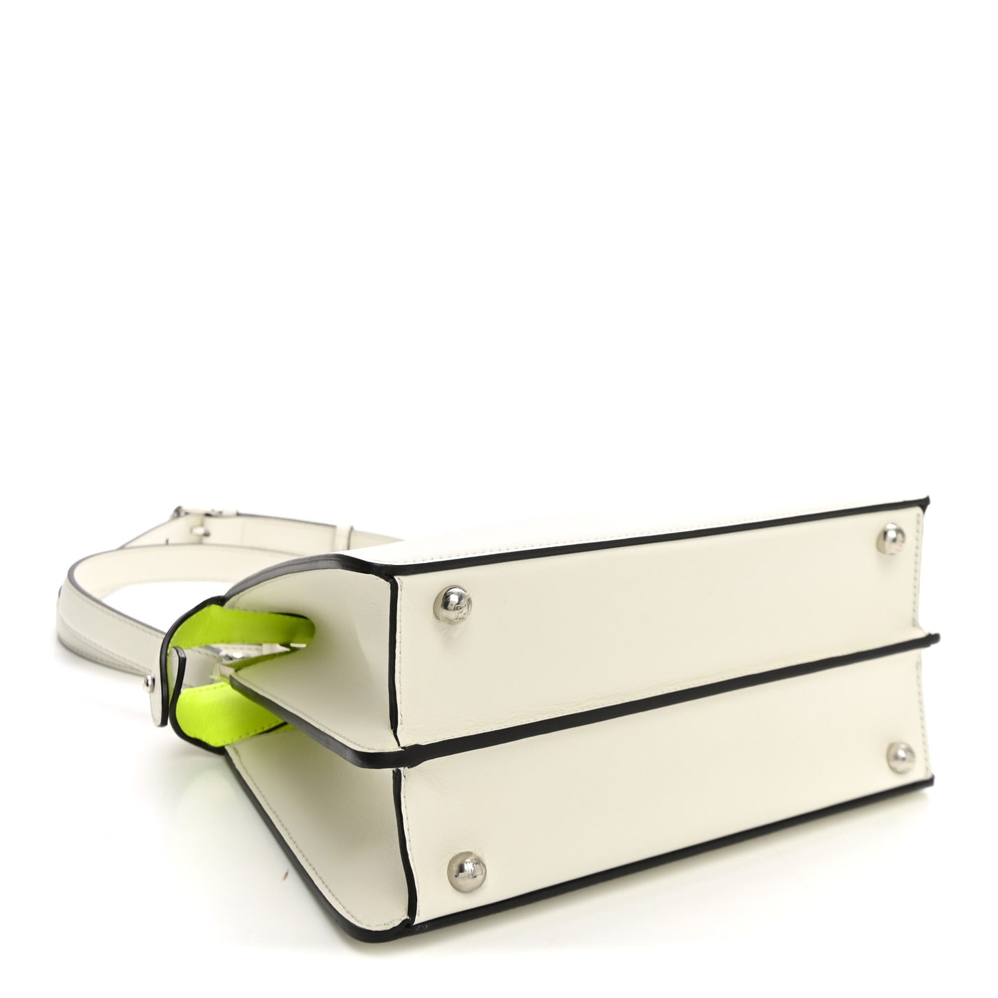 Vitello Seta Nappa Bi-Color Small Peekaboo I SEE U Satchel White Ice Yellow Fluo
