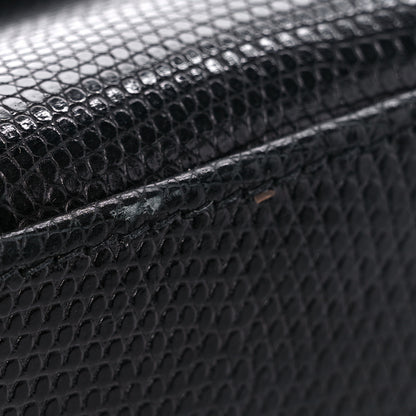 Hermes Lizard Kelly Pochette Clutch Black 10 of 12