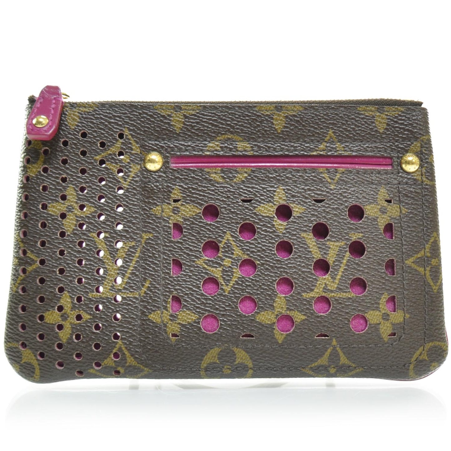 Monogram Perforated Pochette Plat Fuchsia