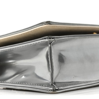 Christian Dior Metallic Patent Studded Diorama Top Handle Wallet on Chain Pouch Silver 10 of 11