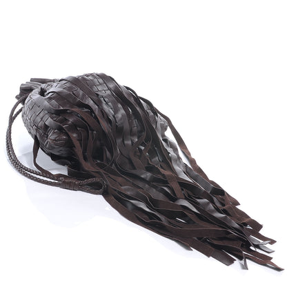 Bottega Veneta Lambskin Intrecciato Drawstring Fringe Pochette Brown 4 of 7