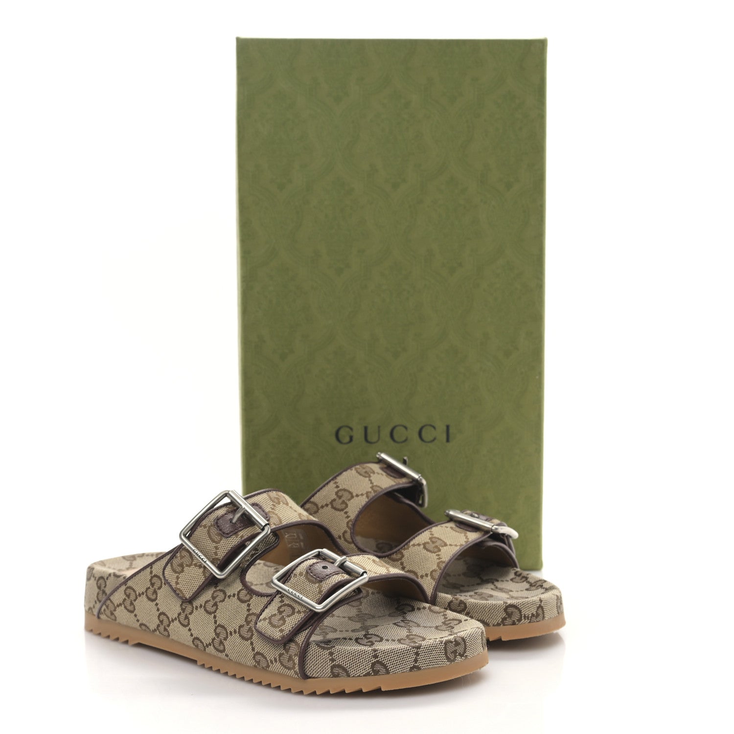 Gucci GG Monogram Lavaredo Eco Fabric Mens Slide Sandals With Straps 6 Beige Ebony Light Brown 9 of 9
