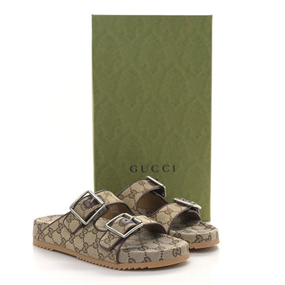 Gucci GG Monogram Lavaredo Eco Fabric Mens Slide Sandals With Straps 6 Beige Ebony Light Brown 9 of 9
