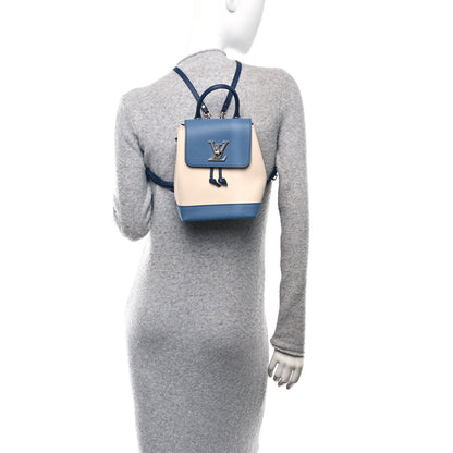 Louis Vuitton Calfskin Lockme Mini Backpack Blue Jean Creme 2 of 9