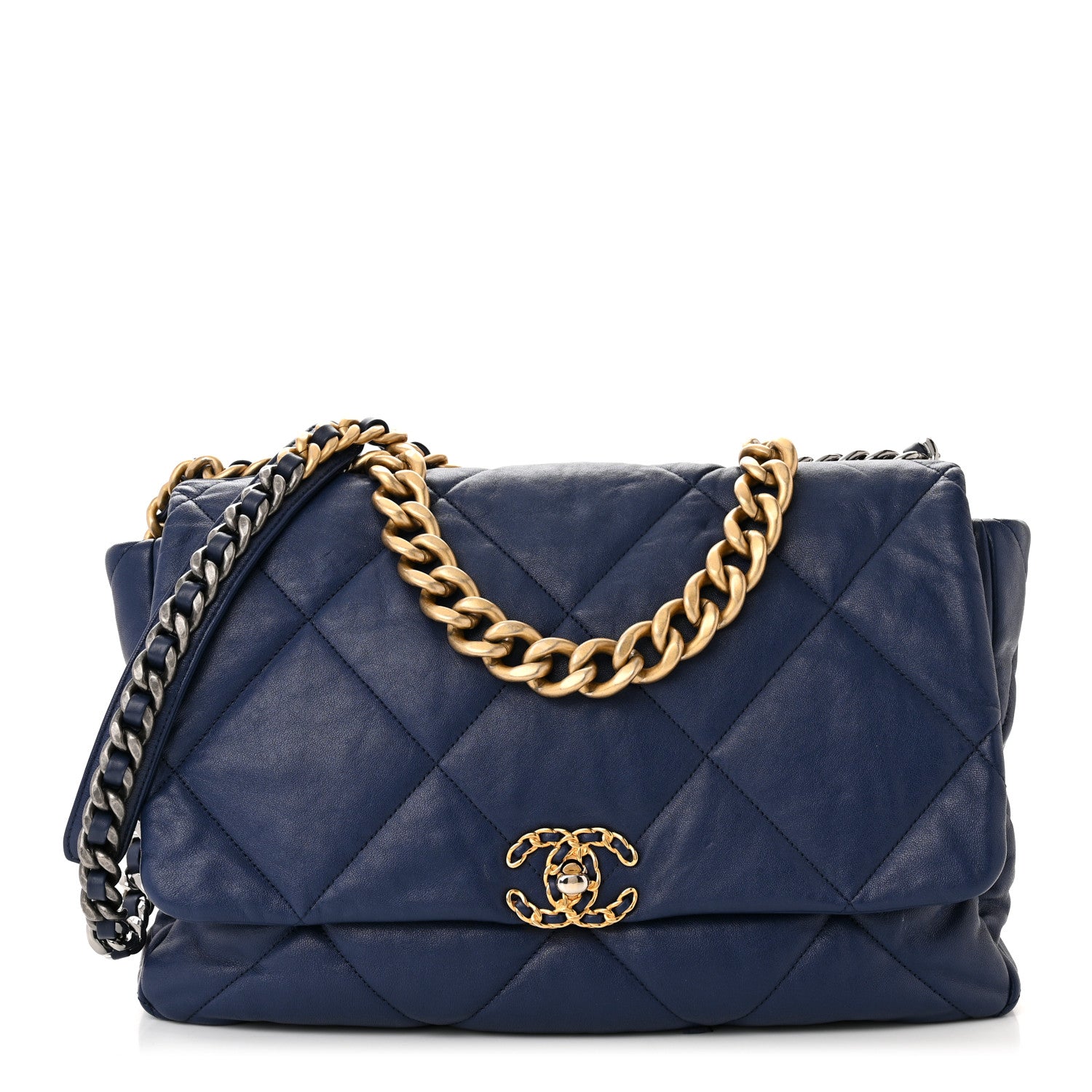 Chanel Goatskin Quilted Maxi Chanel 19 Flap Blue 1 of 13