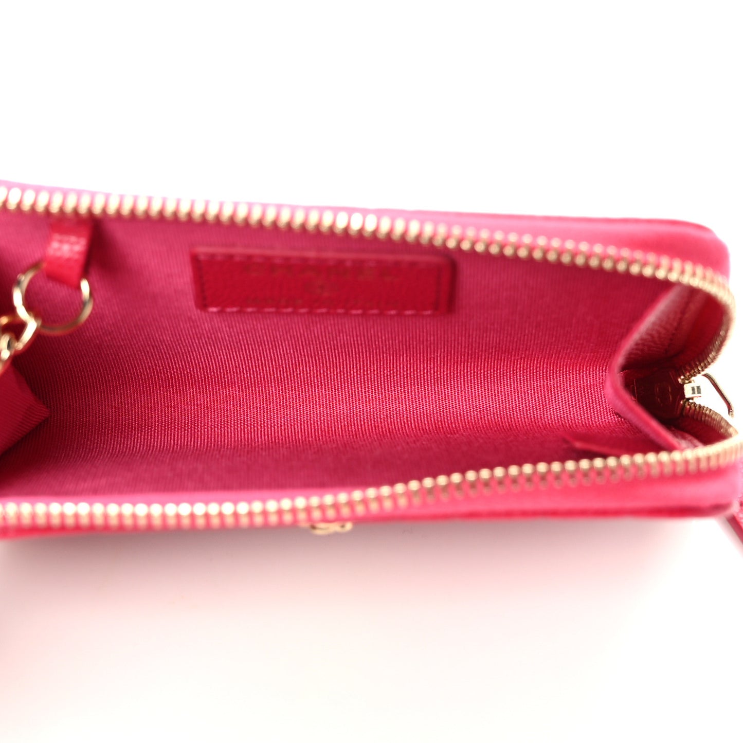 Caviar Camellia Embossed Key Holder Case Fuchsia