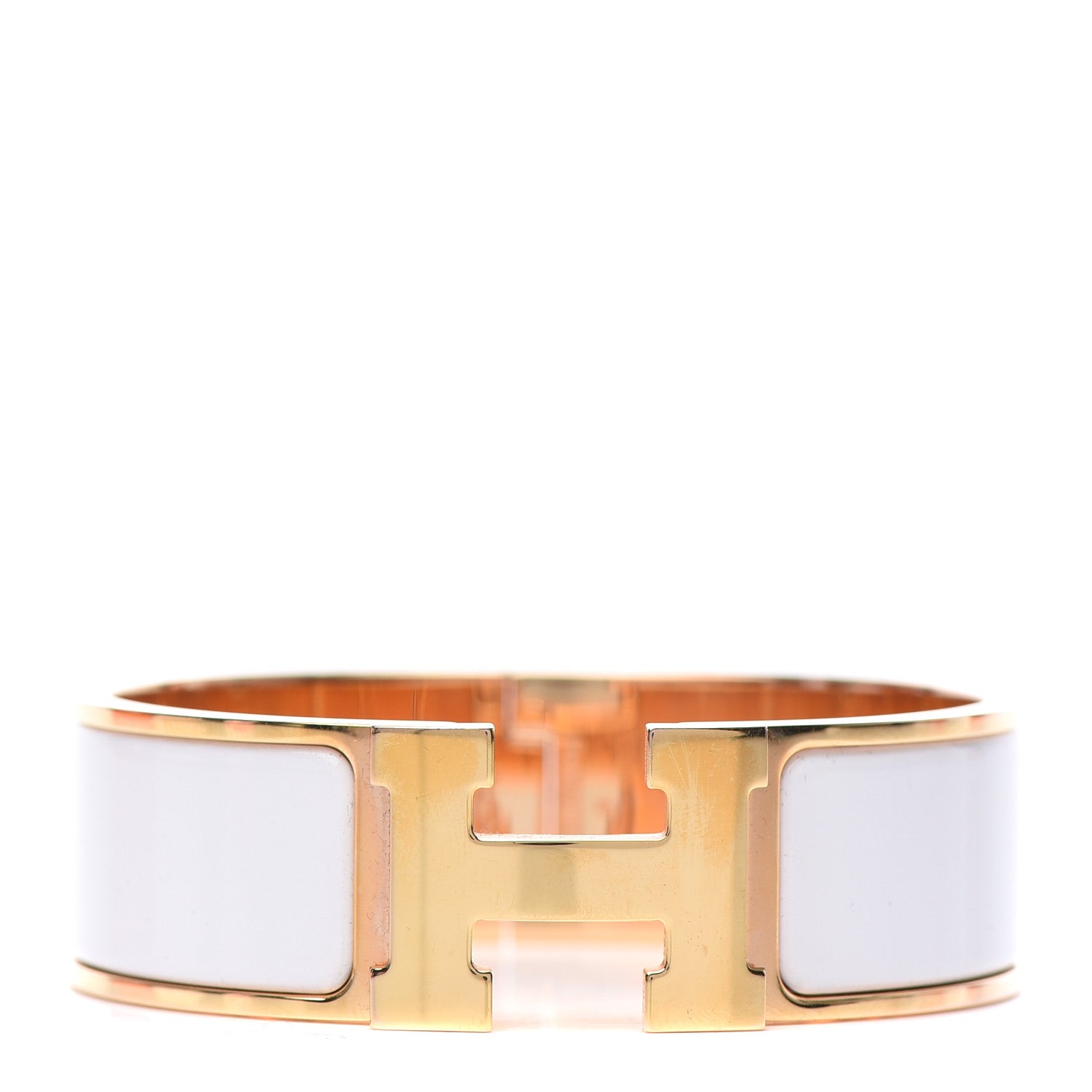 Hermes Enamel Wide Clic Clac H Bracelet PM White 1 of 5