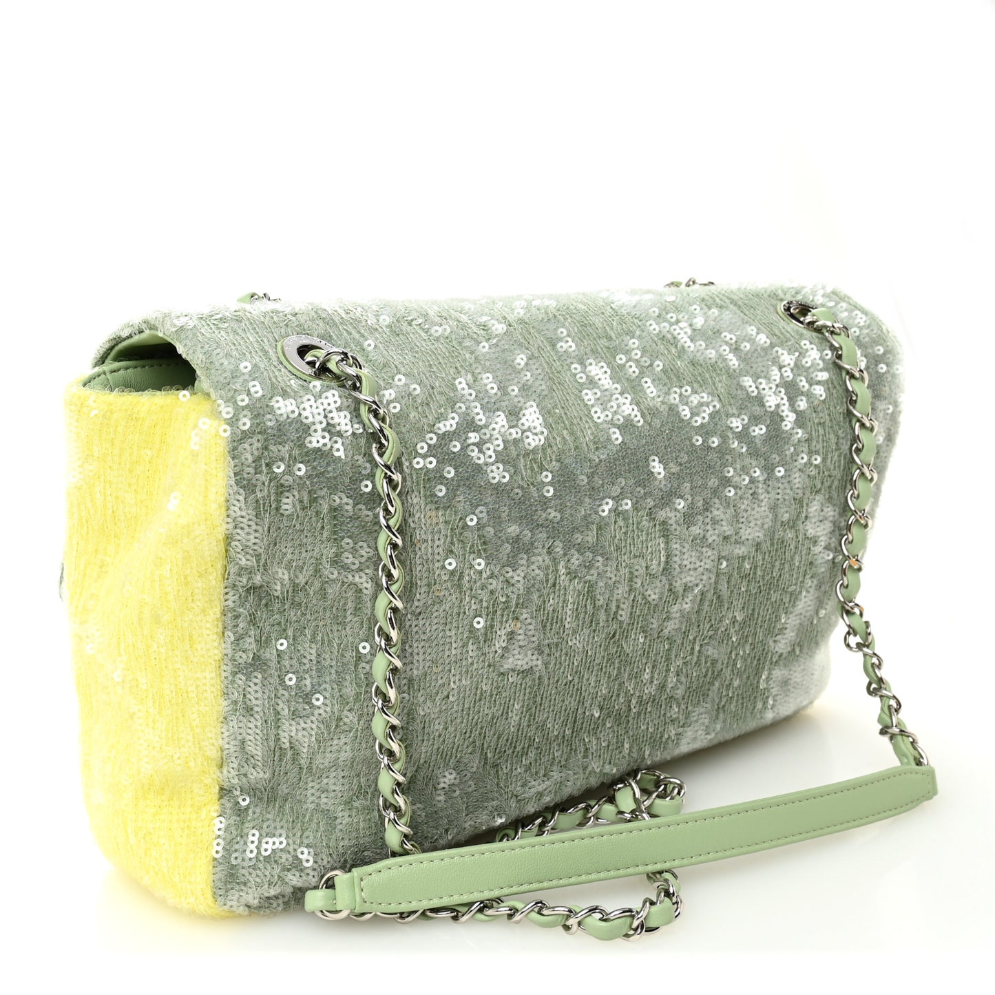 Sequin Large Waterfall Flap Green Light Green Yellow