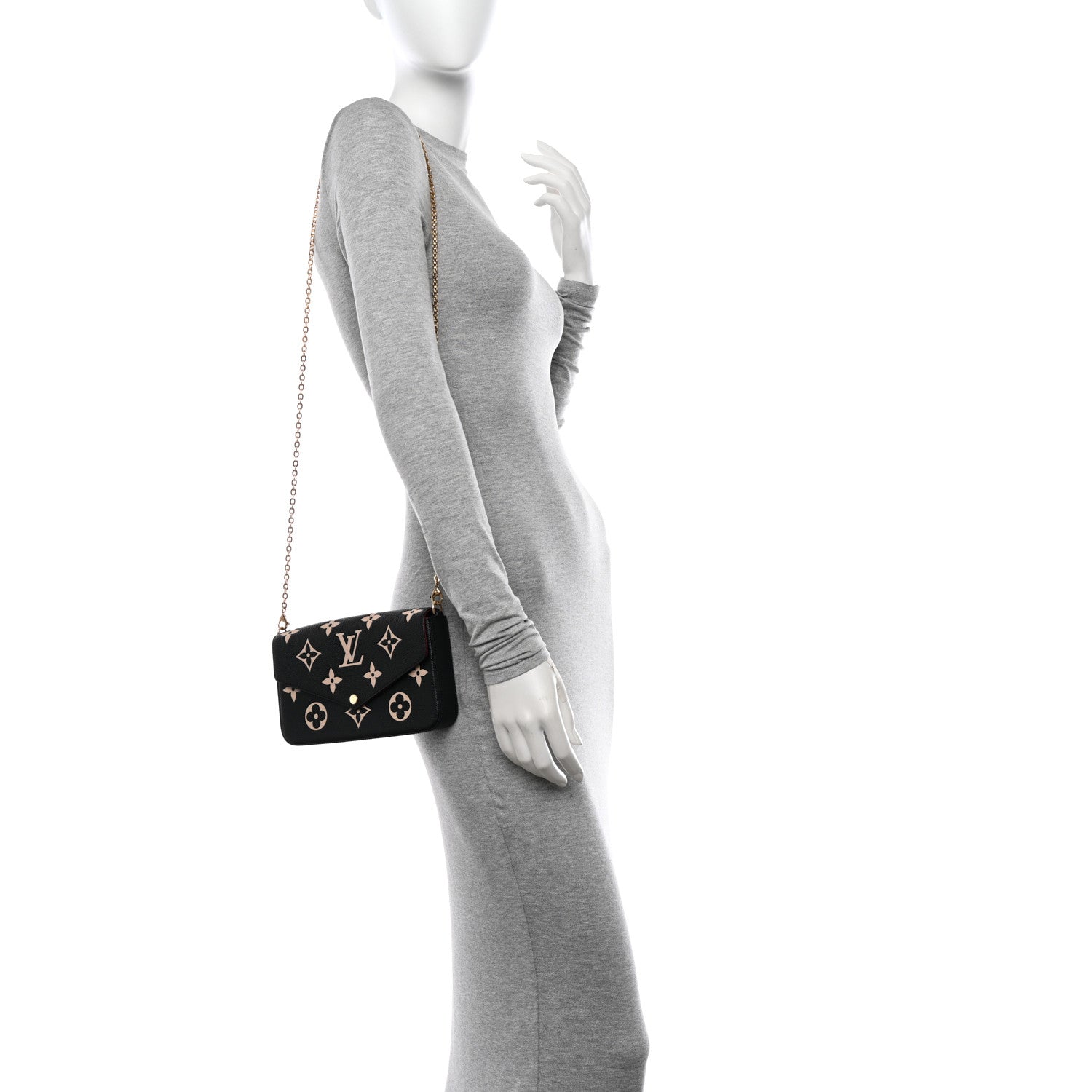 Louis Vuitton Empreinte Monogram Giant Felicie Pochette Black Beige 2 of 11