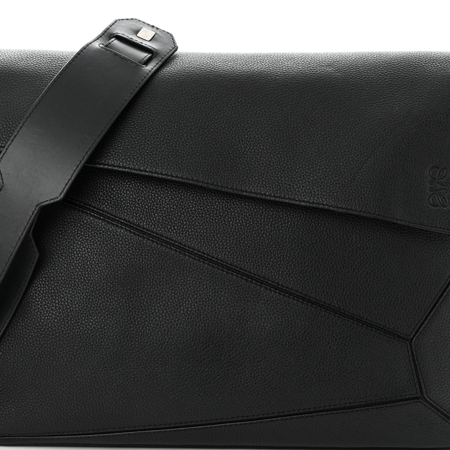 Calfskin Puzzle Messenger Bag Black