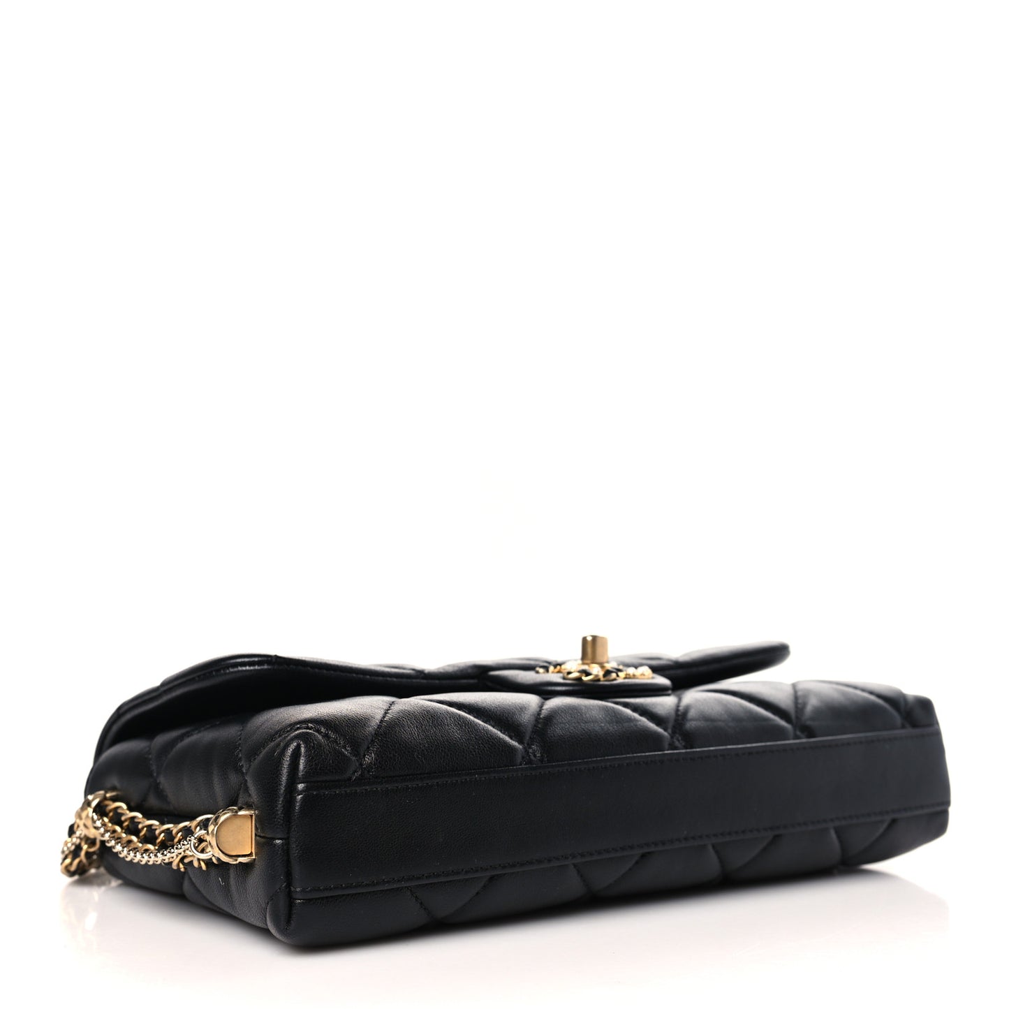 Lambskin Quilted Crush on Chains Flap Bag Black
