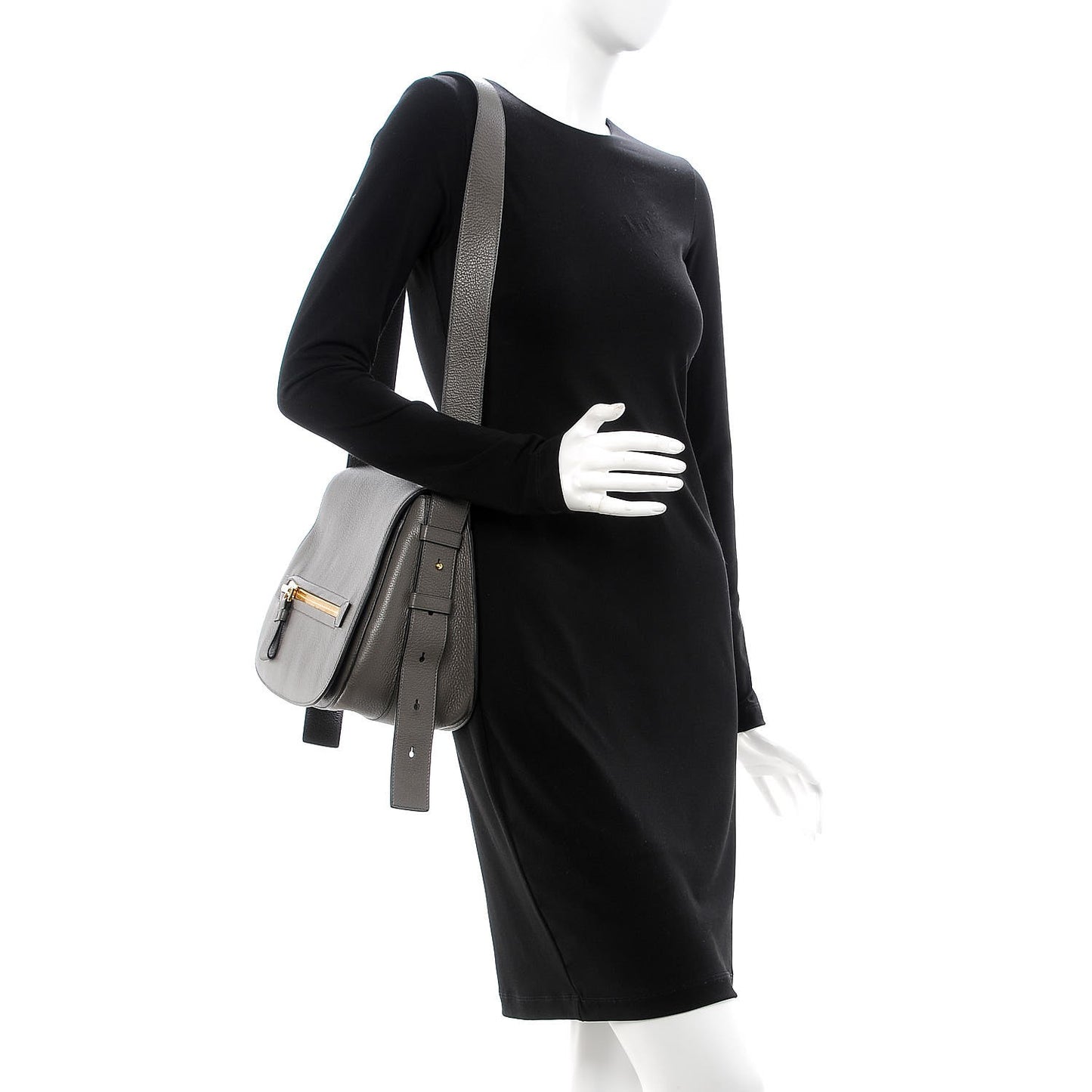 Grained Calfskin Soft Jennifer Saddle Bag Graphite