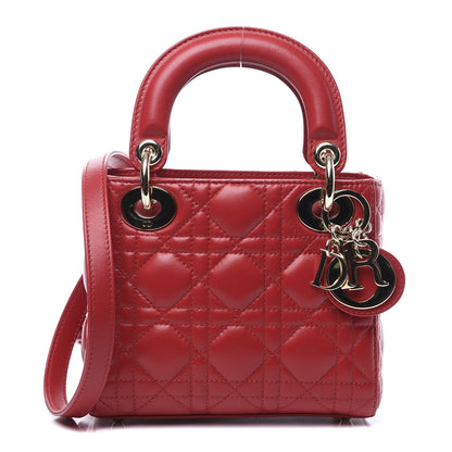 Christian Dior Lambskin Cannage Mini Lady Dior Red 1 of 9