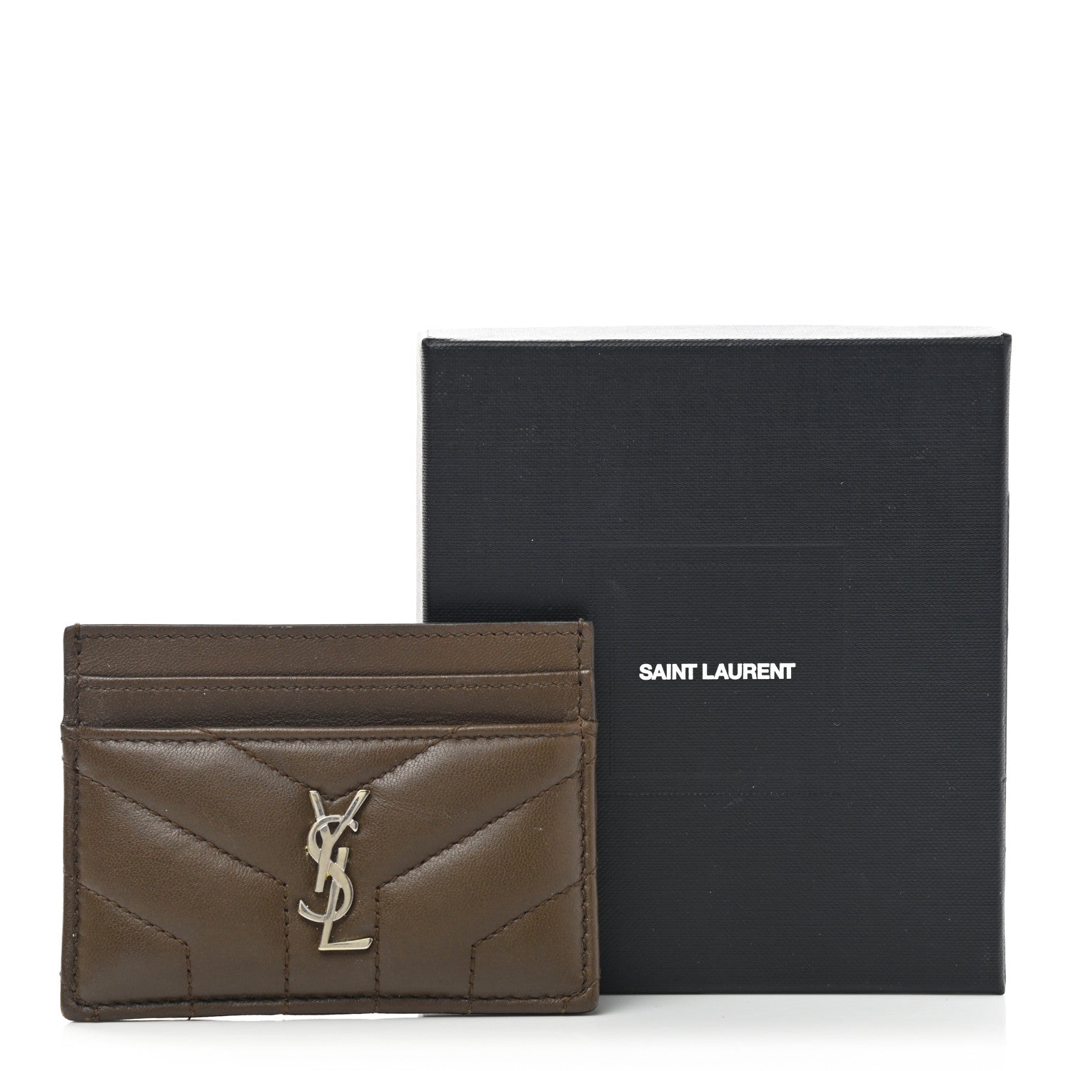 Saint Laurent Calfskin Y Quilted Monogram LouLou Credit Card Case Faggio 9 of 9