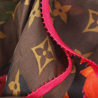 Louis Vuitton Silk Monogram Roses Scarf Marron 9 of 9