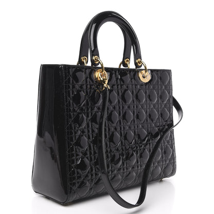 Christian Dior Patent Cannage Large Lady Dior Black 3 of 10