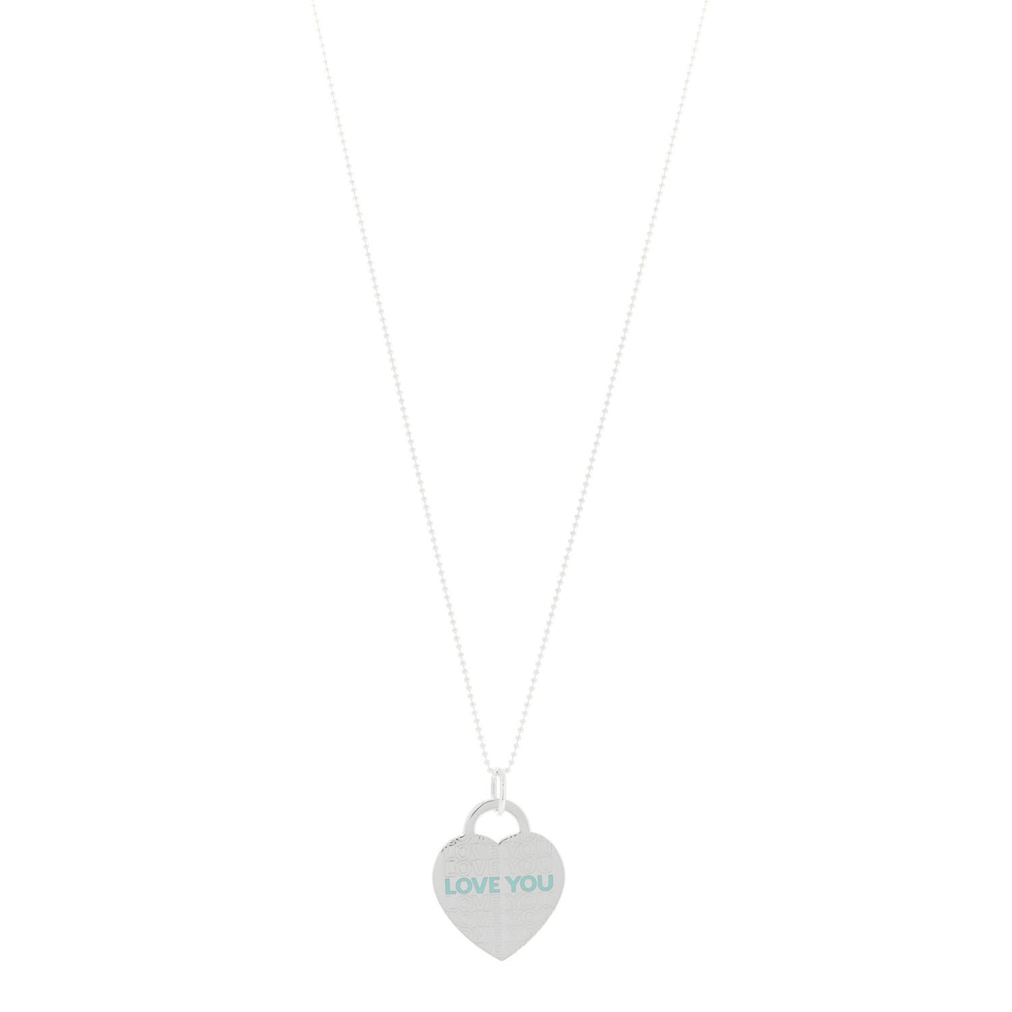 Sterling Silver Enamel LOVE YOU Heart Pendant Necklace Blue