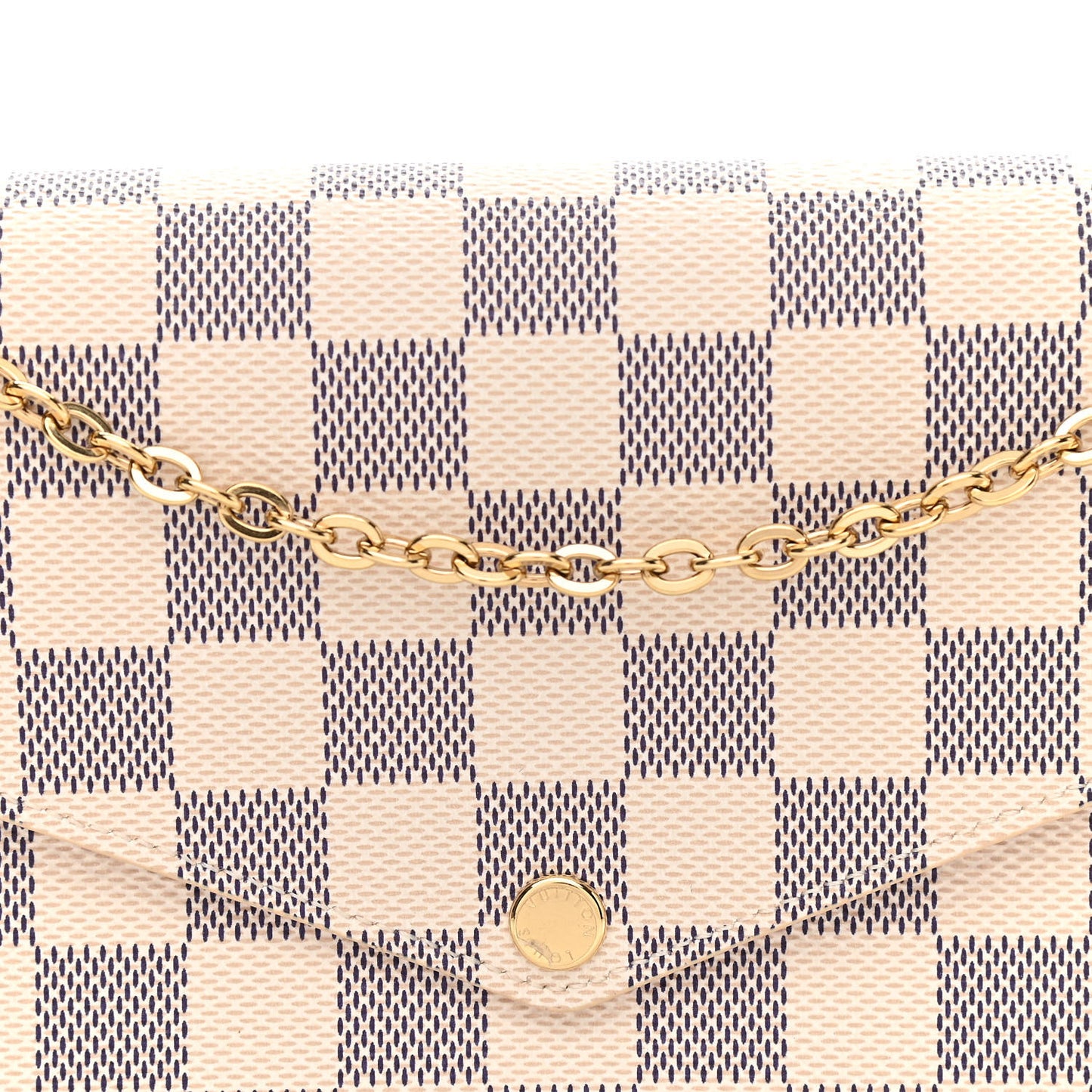 Damier Azur Pochette Felicie Chain Wallet Rose Ballerine