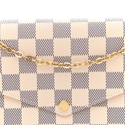 Louis Vuitton Damier Azur Pochette Felicie Chain Wallet Rose Ballerine 7 of 10