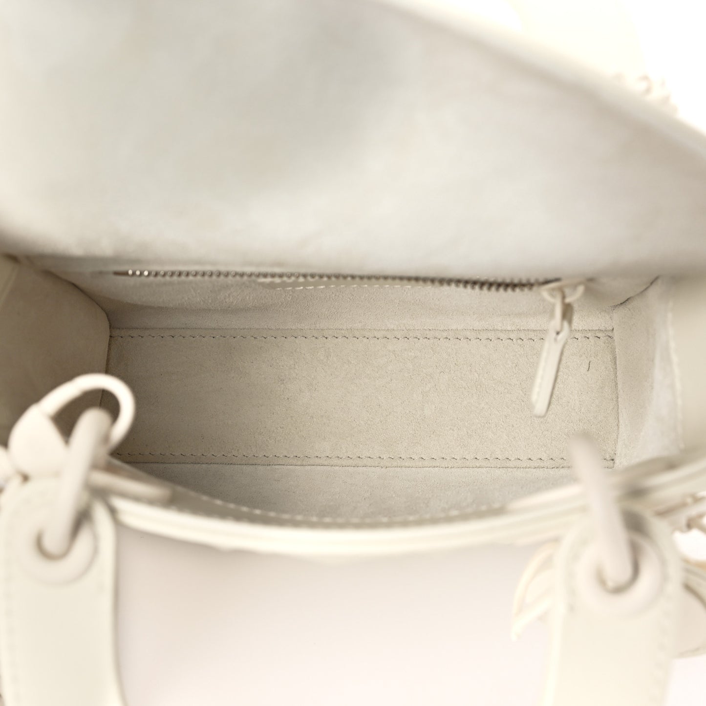 Calfskin Cannage Diamond Mini Lady Dior White