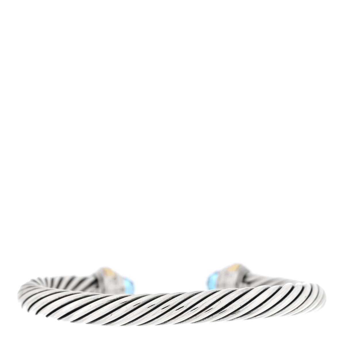 Sterling Silver 14K Yellow Gold Blue Topaz 7mm Cable Classics Bracelet