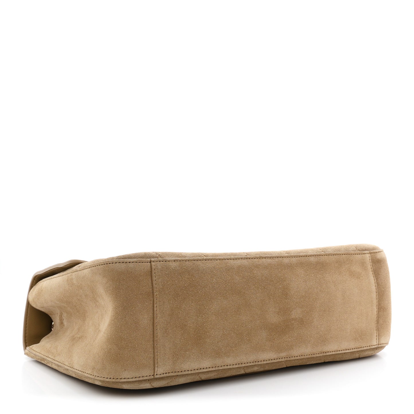 Suede Calfskin Small Souplissimo Maxi Flap Dark Beige