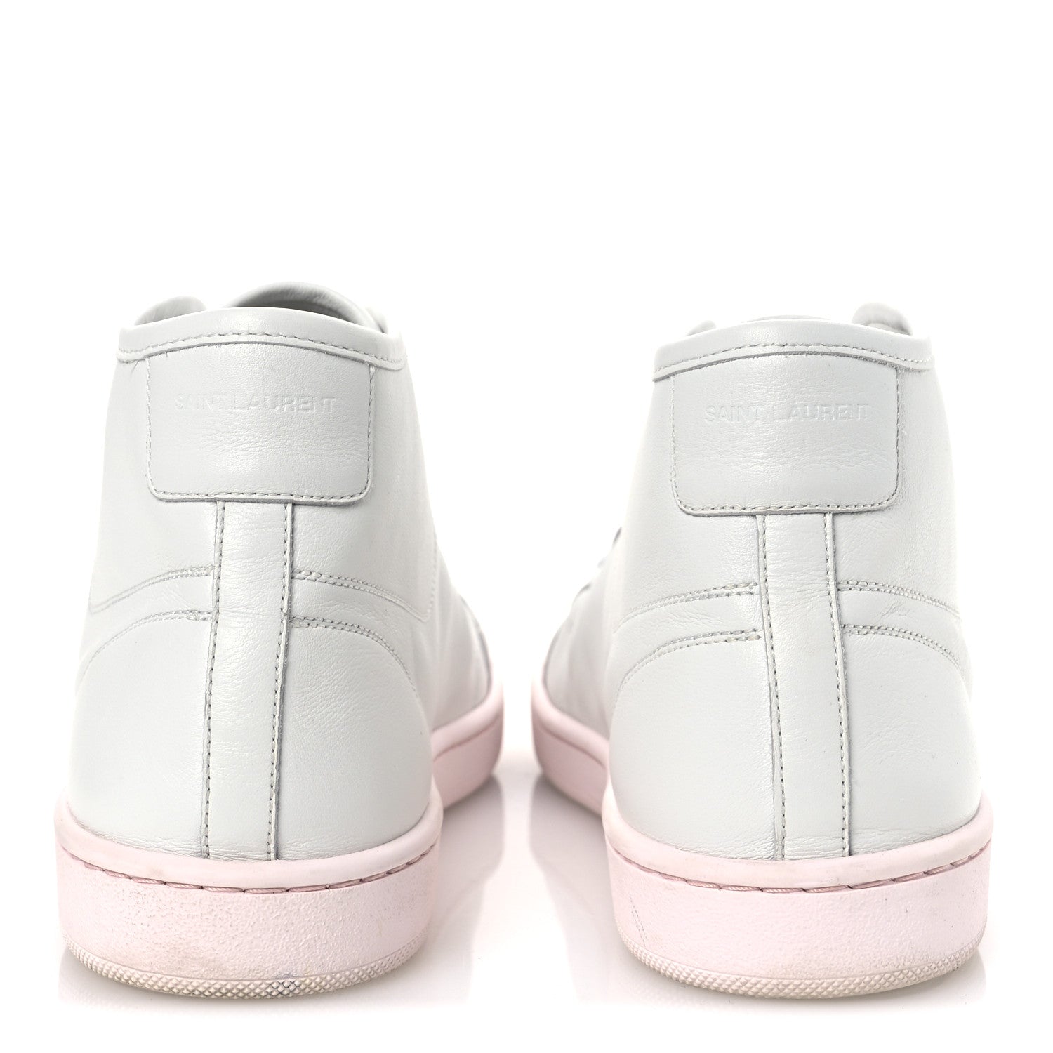 Saint Laurent Calfskin Womens Court Classic SL/39 Mid Top Sneakers Blanc Bebe 39.5 Blanc Bebe Rose 6 of 14