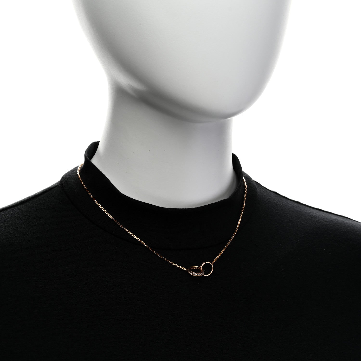 Cartier 18K Pink Gold Diamond Interlocking LOVE Necklace 2 of 8