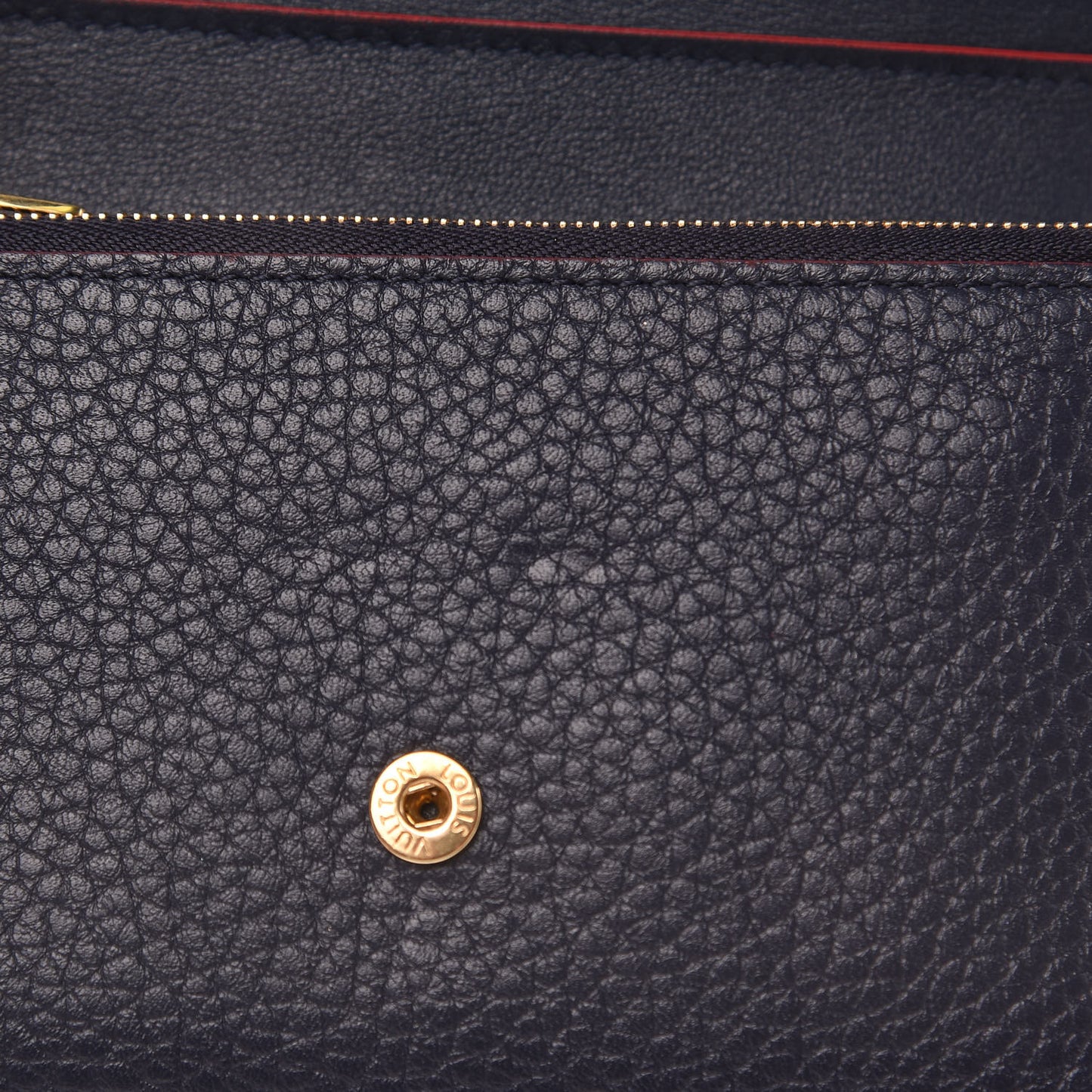 Taurillon Capucines Compact Wallet Marine Rouge