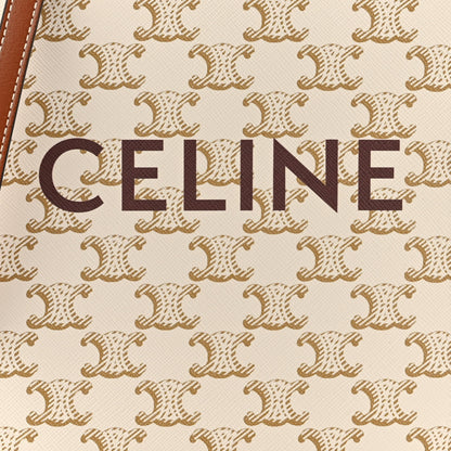 Celine Triomphe Canvas Calfskin Mini Vertical Cabas White 6 of 9