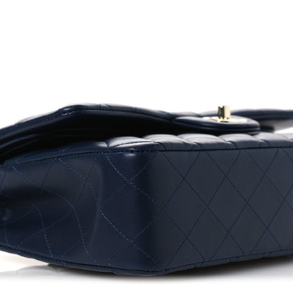 Chanel Lambskin Quilted Medium Double Flap Navy 9 of 12