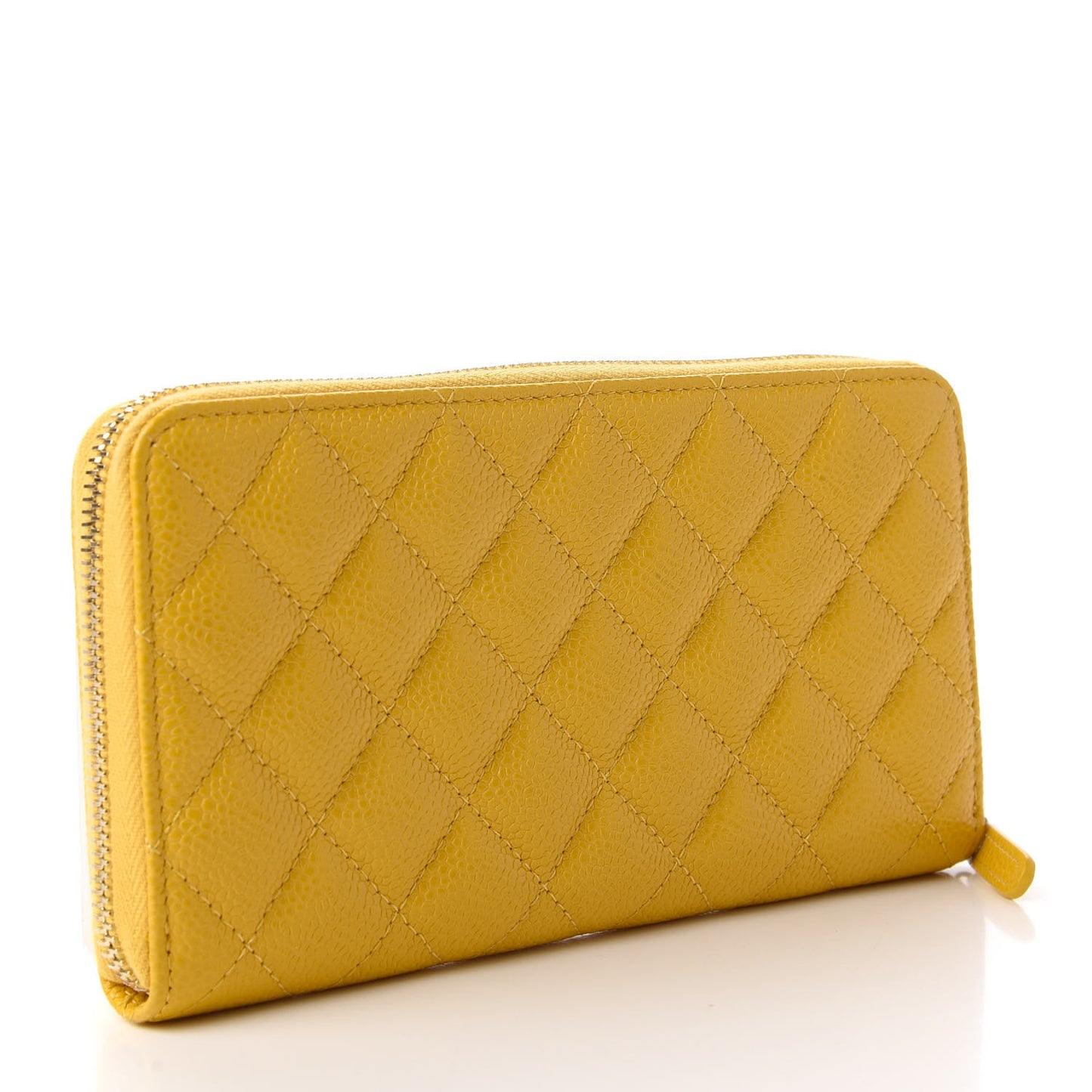 Caviar Quilted Large Gusset Zip Around Wallet Yellow