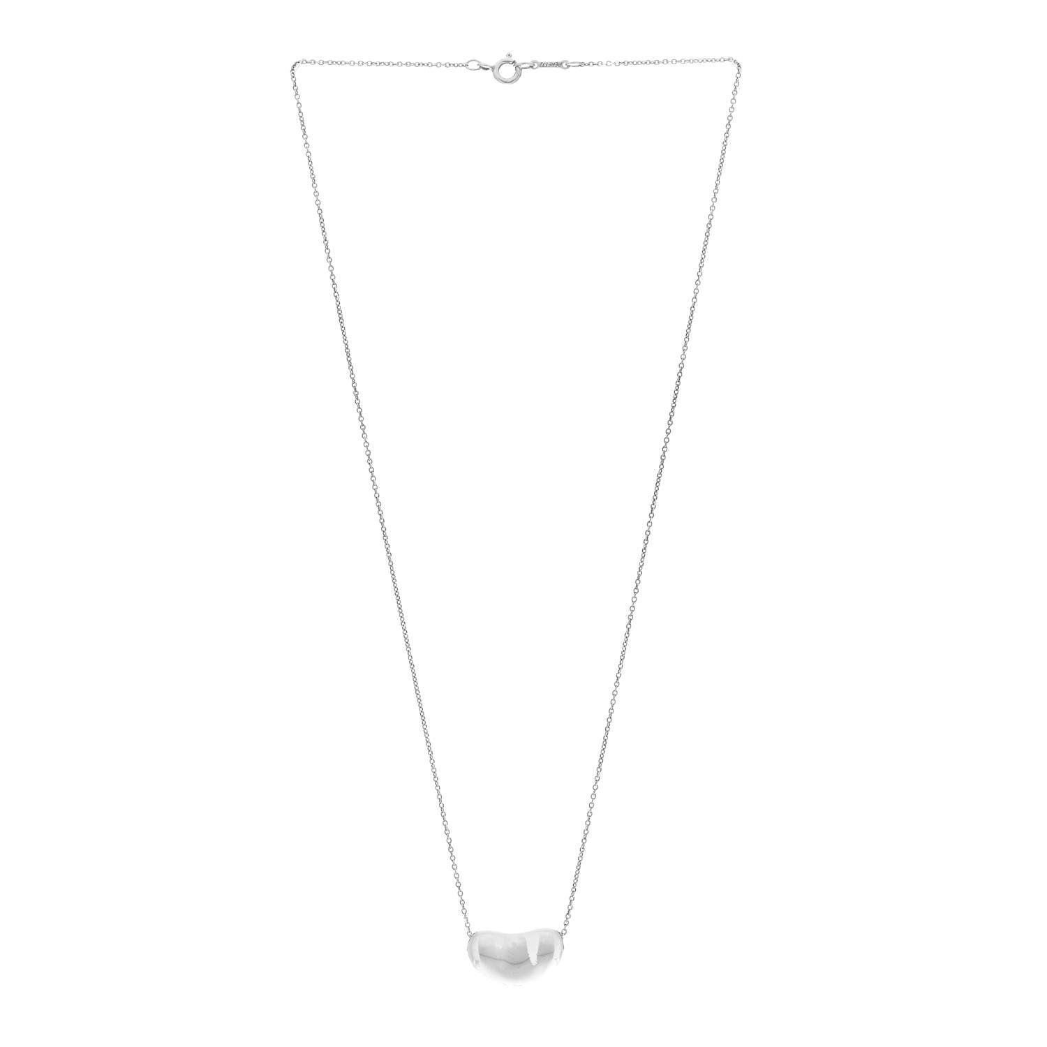 Tiffany Sterling Silver 18mm Elsa Peretti Bean Pendant Necklace 3 of 5