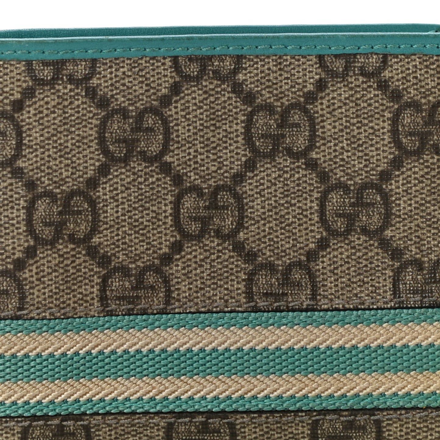 GG Supreme Monogram Web Bi-Fold Wallet White Blue