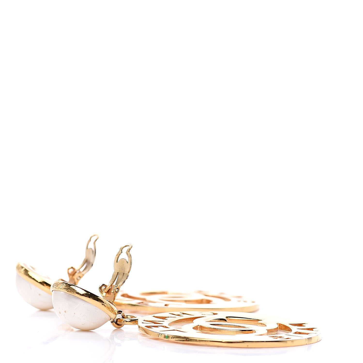 Chanel Pearl Large CC Drop Clip On Earrings Gold 3 of 7