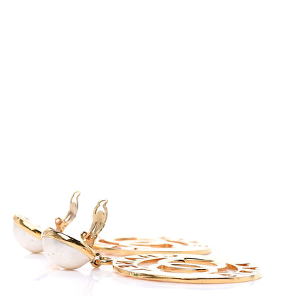 Chanel Pearl Large CC Drop Clip On Earrings Gold 3 of 7