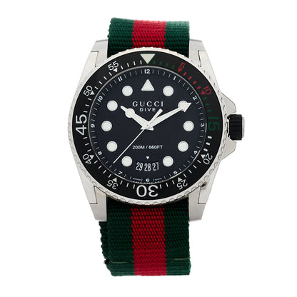 Gucci Stainless Steel Nylon 45mm Dive Quartz Watch Black 1 of 4
