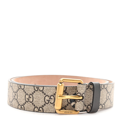 Gucci GG Supreme Monogram Selleria Calfskin Kingsnake 35mm Belt 85 34 Beige Ebony Multicolor Cocoa 1 of 4