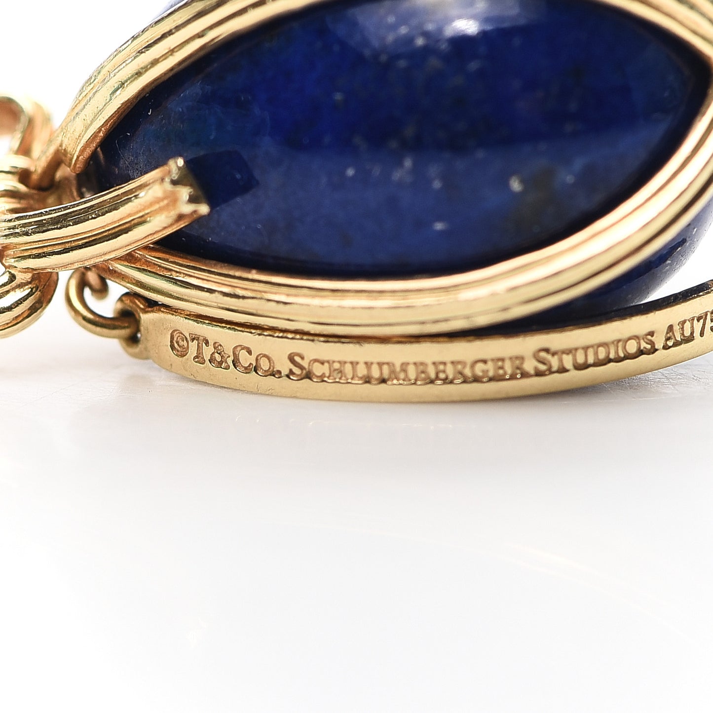 18K Yellow Gold Lapis Lazuli Schlumberger Egg Charm
