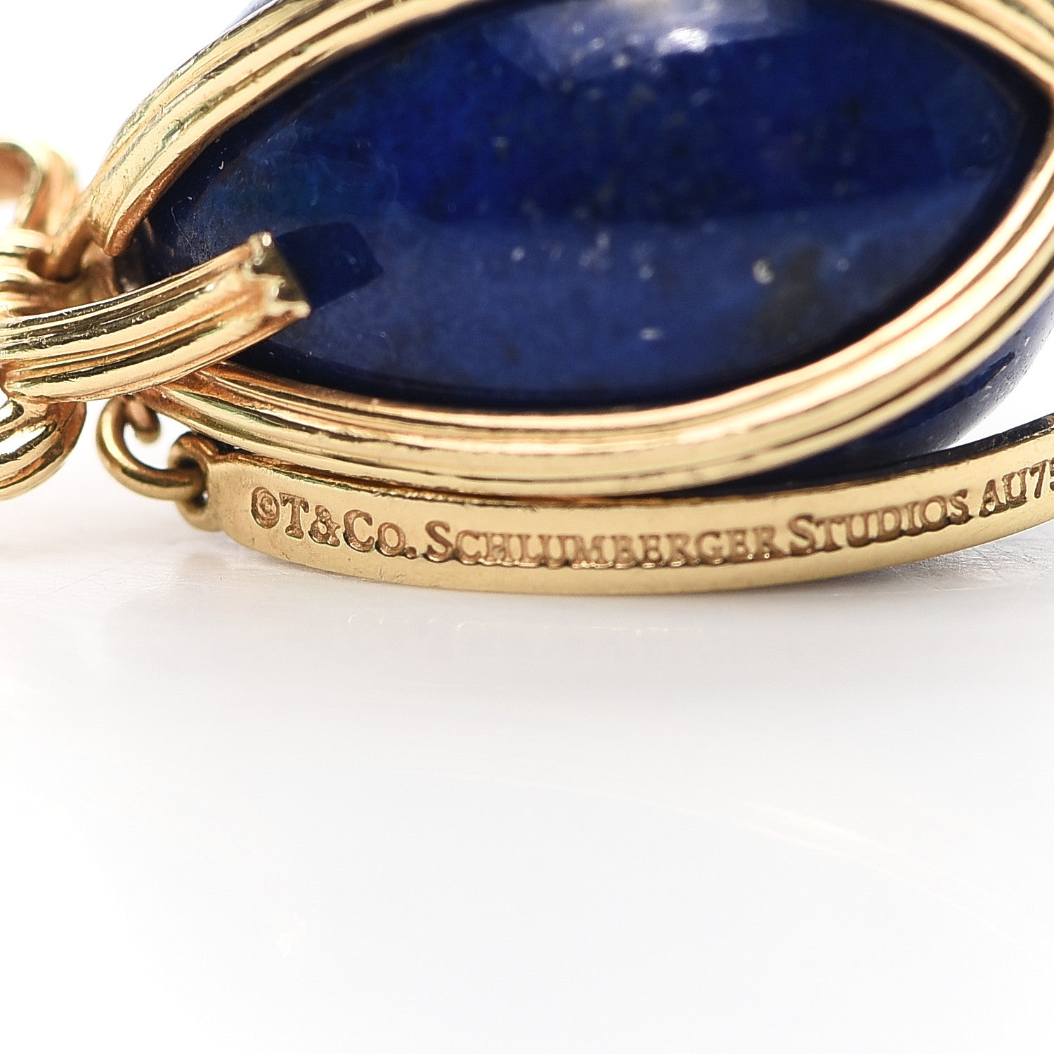 Tiffany 18K Yellow Gold Lapis Lazuli Schlumberger Egg Charm 3 of 5