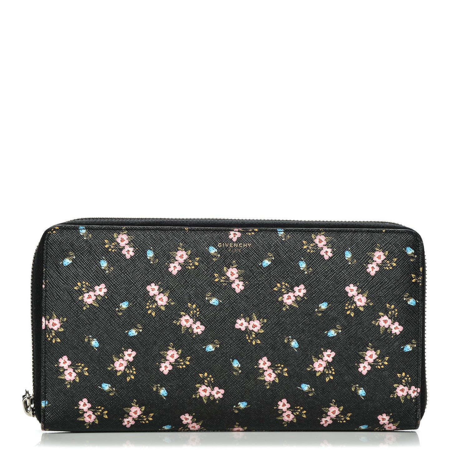 Textured Coated Canvas Hibiscus Print Travel Zipped Wallet Multicolor