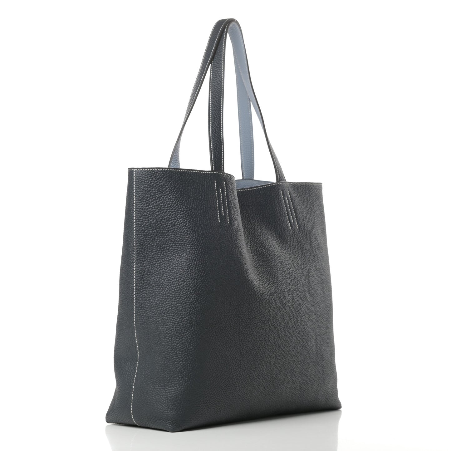 Taurillon Clemence Double Sens 36 Reversible Tote Bleu Lin Bleu Obscur